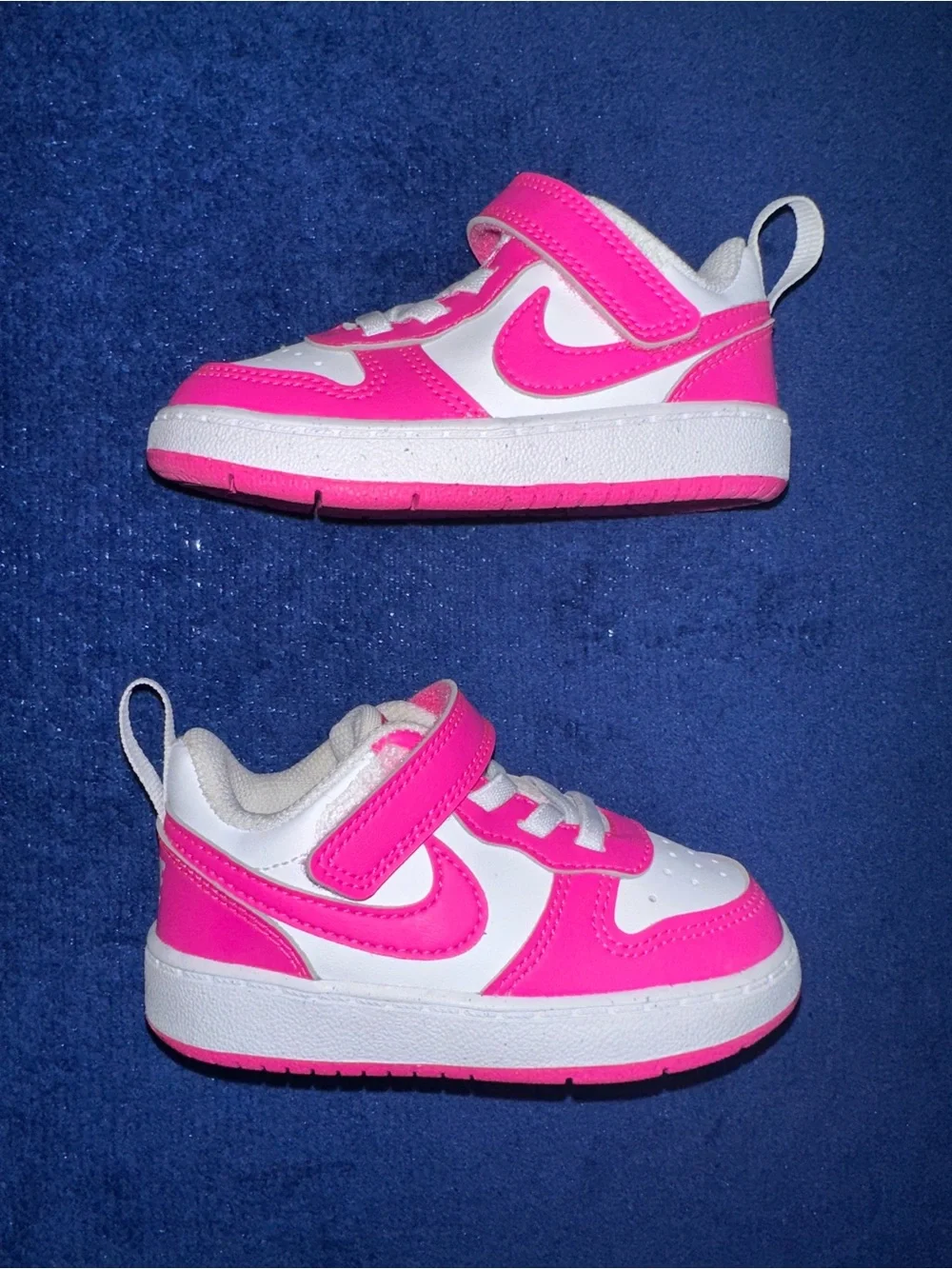 Nike Court Borough Low Recraft TD Hot Pink White 6C Velcro Leather Sneakers